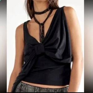 Free People Big Bow Black Tank L